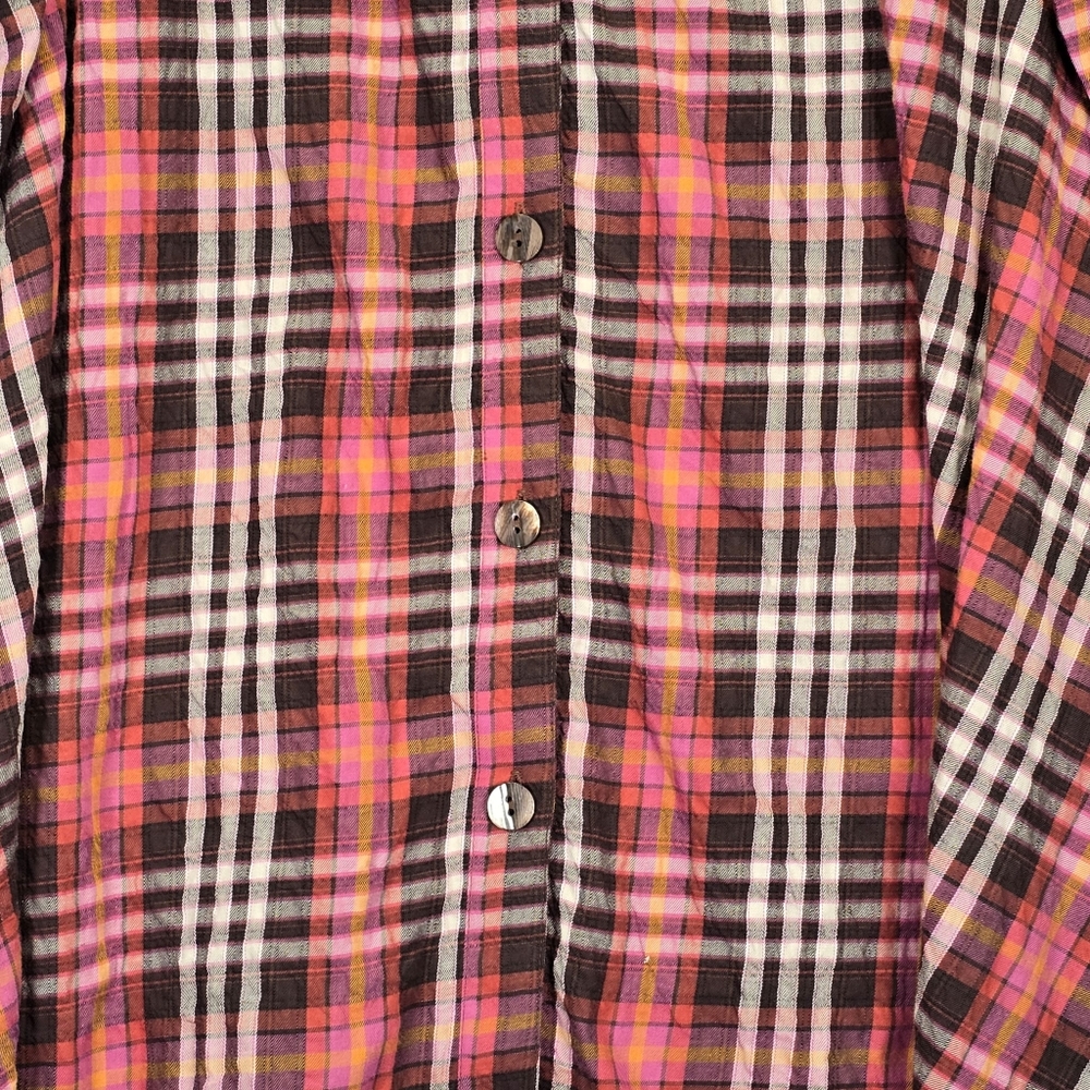 Ulla Popken 1X (16/18) Women's Plaid Button-Down Shirt  Light Weight - Picture 3 of 9